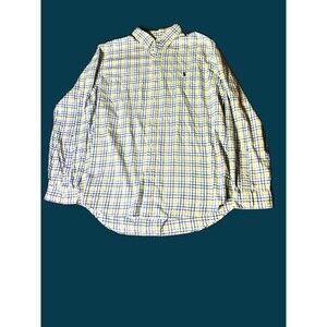 Ralph Lauren Classic Fit Performance Flannel Blue Yellow Check Soft 2XL Men Pony